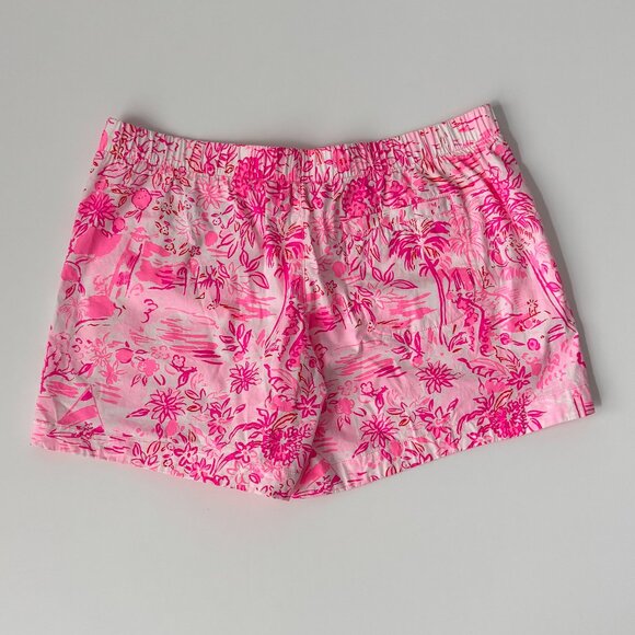 Lilly Pulitzer 5” Ocean View Pull On Shorts Peony Pink Seaside Scene Size Small - Picture 3 of 6